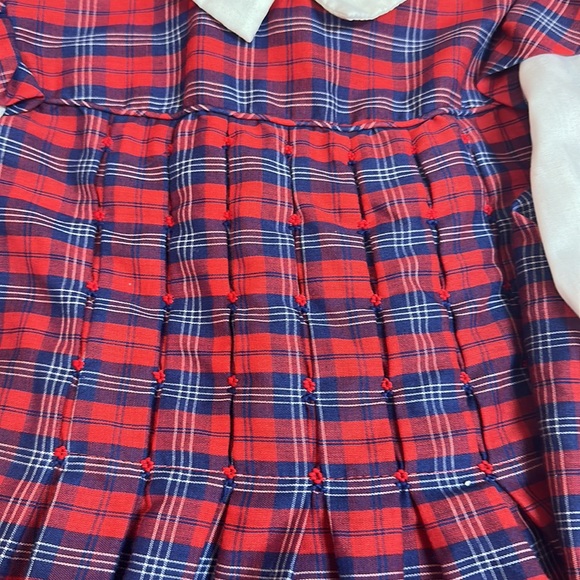 Polyflinders Vintage Baby Collar Classic Dress Girls Size 5 Kids Red Plaid - Picture 2 of 7